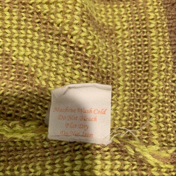 Pearl yellow and brown open cardigan sweater size small - Picture 3 of 7